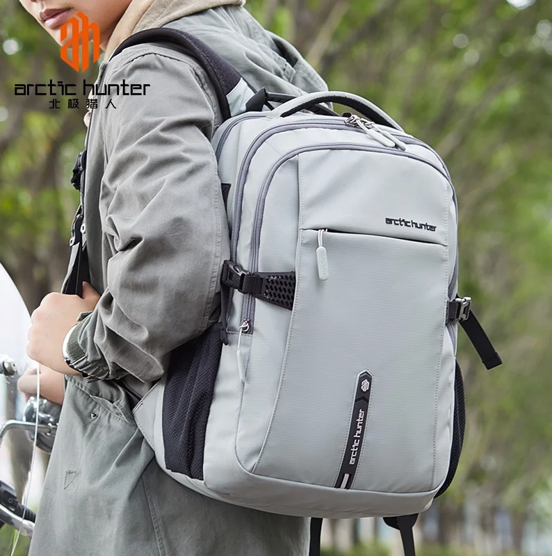 ARCTIC HUNTER  Backpack for Men 30L Office Travel Backpack Casual Laptop Bag with 15.6-inch Laptop Pocket Water-resistant Multi-pockets Large Capacity College Backpack with USB Port B00388 Grey  | Best Price UAE